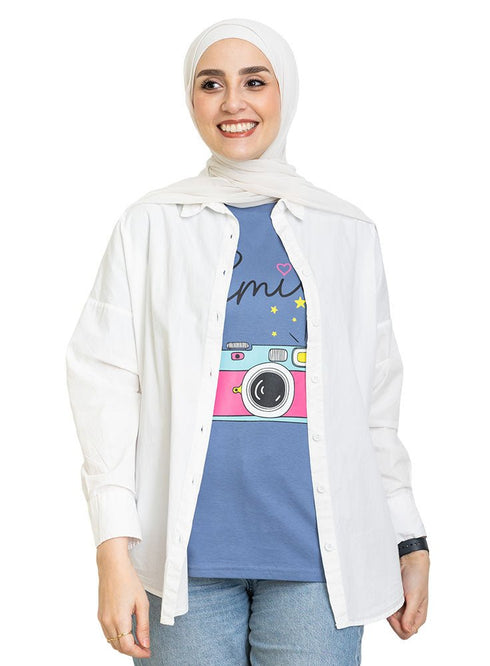 Light Jeans Printed O.S Short - Sleeve Design 20 - Khotwh