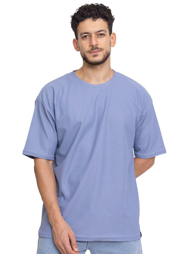 Light Jeans Rhombus Over Size Round T-Shirt - Khotwh