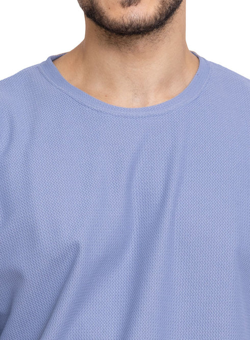 Light Jeans Rhombus Over Size Round T-Shirt - Khotwh