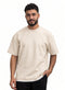 Light Latte Double-Layerd Oversize Round T-Shirt - Khotwh
