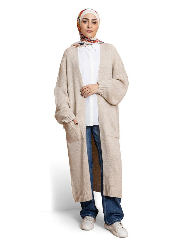 Light Latte Knit - Long Cardigan - Khotwh