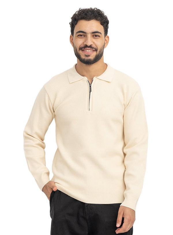 Light Latte Quarter Zipper Pullover - Khotwh
