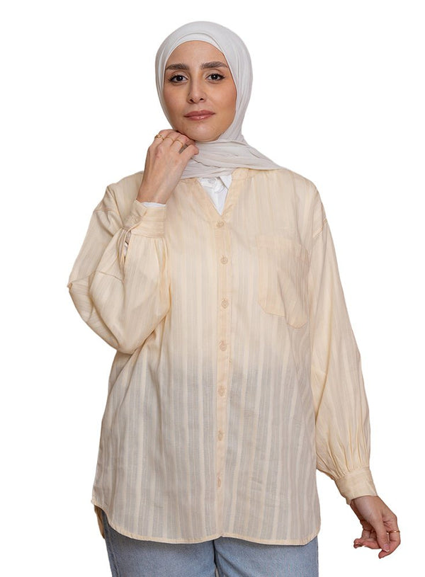 Light Latte RD - V - Neck Shirt - Khotwh
