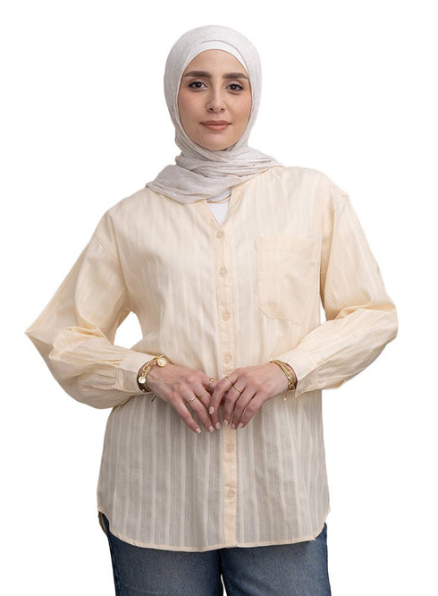 Light Latte RD - V - Neck Shirt - Khotwh