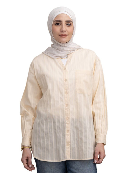 Light Latte RD - V - Neck Shirt - Khotwh