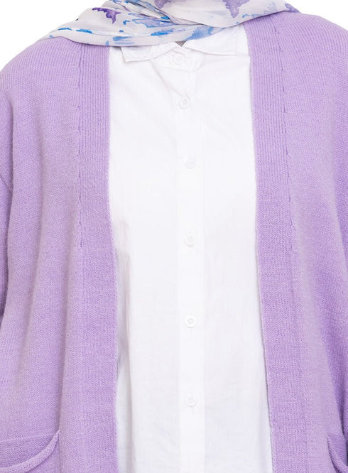 Lilac Basic Pocket Cardigan - Khotwh