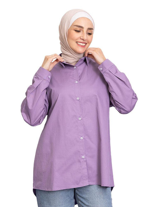 Lilac Button - Back Shirt - Khotwh