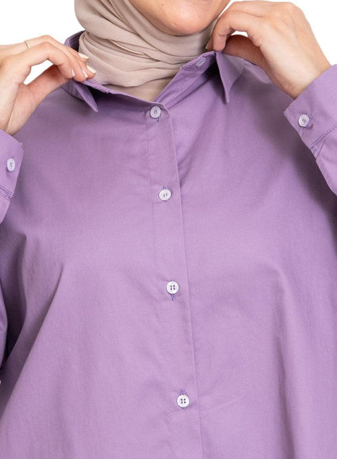 Lilac Button - Back Shirt - Khotwh