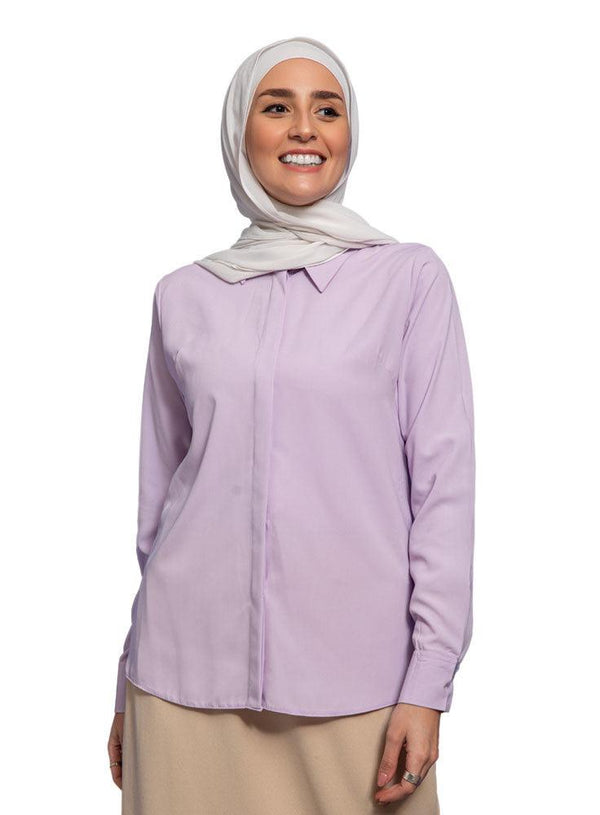 Lilac Classic Collar Blouse - Khotwh