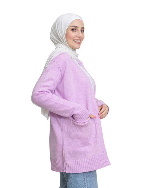 Lilac E - Basic Pocket Cardigan - Khotwh