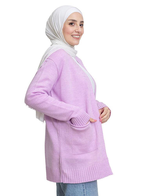 Lilac E - Basic Pocket Cardigan - Khotwh