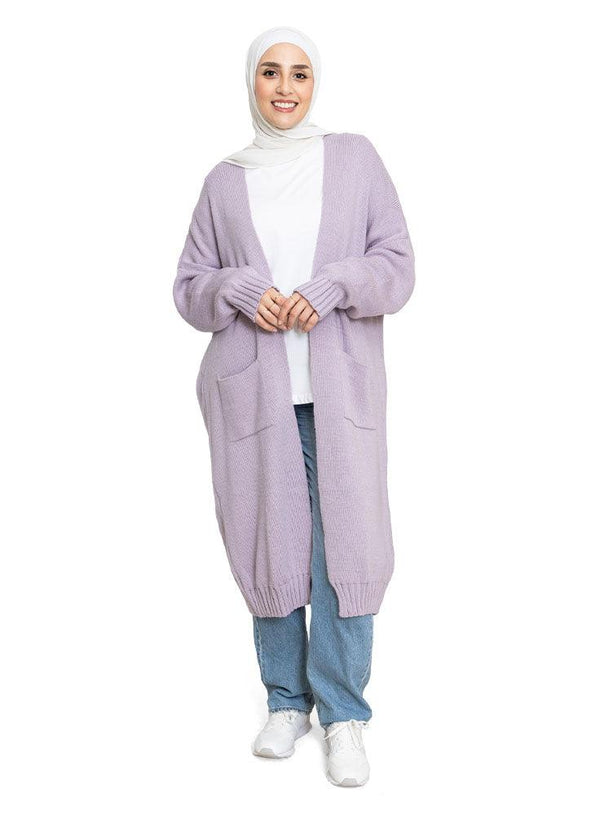 Lilac Knit - Long Cardigan - Khotwh