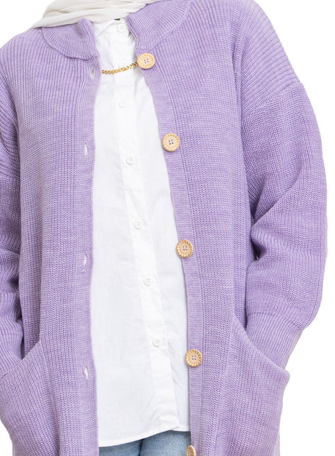Lilac Long buttons Cardigan - Khotwh