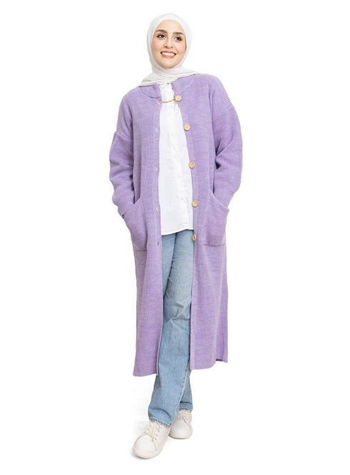 Lilac Long buttons Cardigan - Khotwh