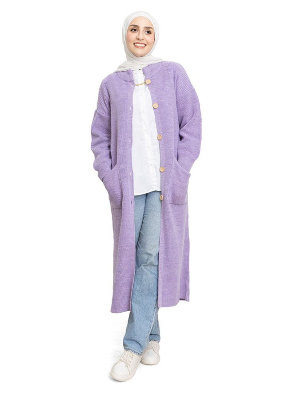 Lilac Long buttons Cardigan - Khotwh