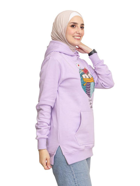 Lilac Printed - HoodieV Design 65 - Khotwh