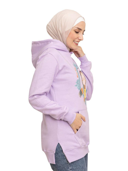 Lilac Printed - HoodieV Design 67 - Khotwh