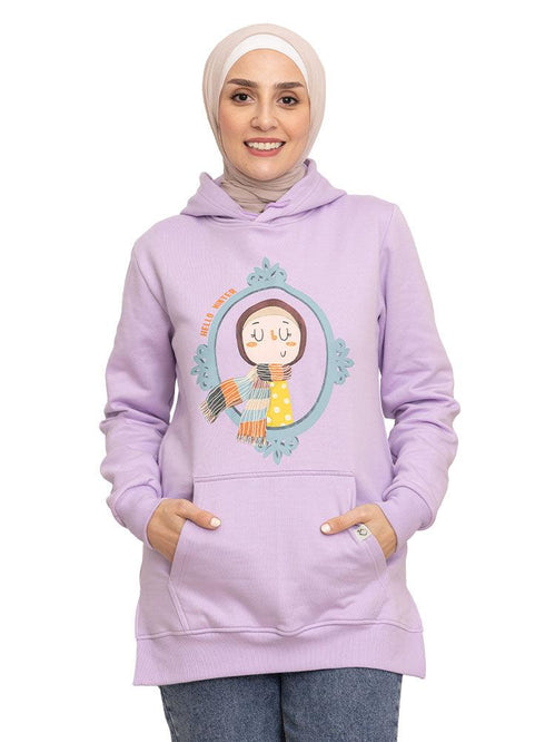 Lilac Printed - HoodieV Design 67 - Khotwh