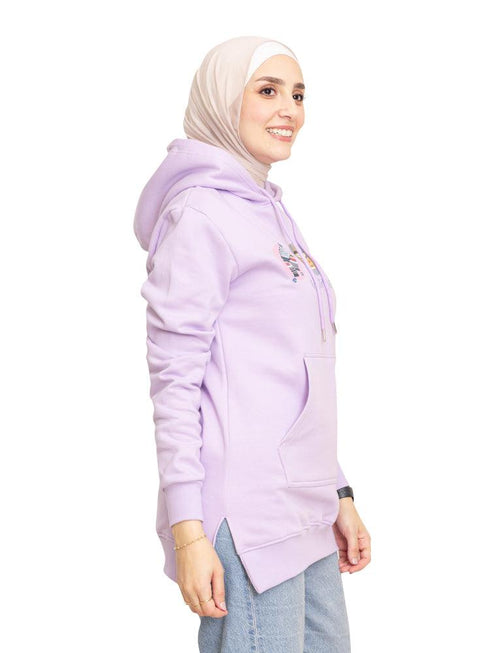 Lilac Printed - HoodieV Design 69 - Khotwh