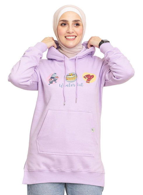 Lilac Printed - HoodieV Design 69 - Khotwh