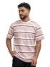 Lilac Striped - Over Size Round T-Shirt - Khotwh