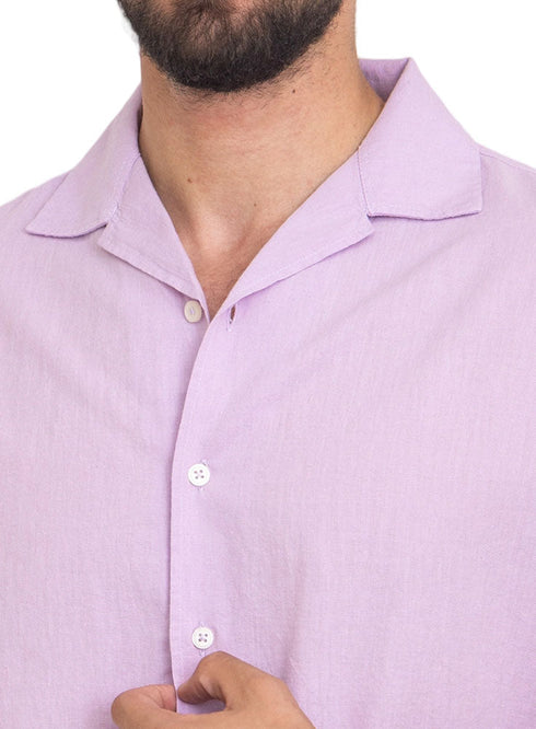 Lilac Tennis Collar Linen Shirt - Khotwh
