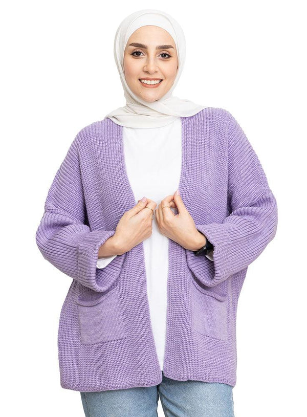 Lilac Upside Sleeve Cardigan - Khotwh