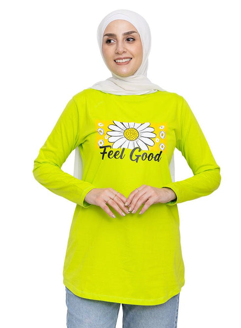 Lime Punch Printed Long - Sleeve Design 13 - Khotwh