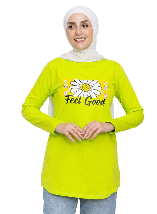 Lime Punch Printed Long - Sleeve Design 13 - Khotwh