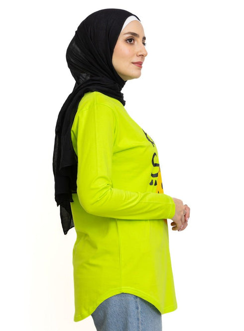 Lime Punch Printed Long - Sleeve Design 15 - Khotwh