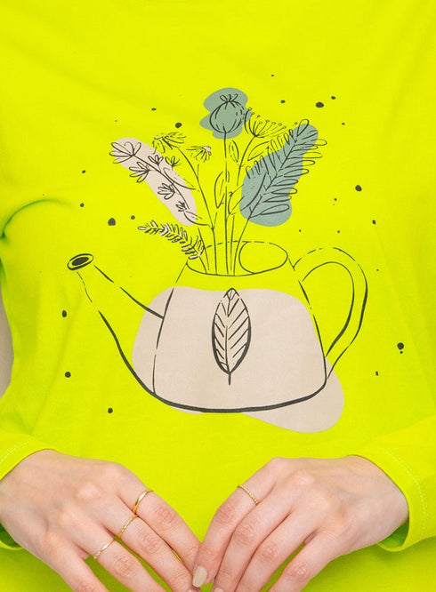 Lime Punch Printed Long - Sleeve Design 31 - Khotwh