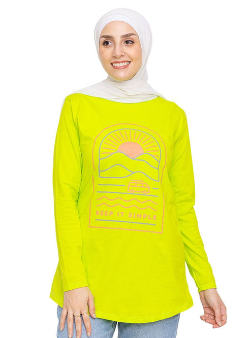 Lime Punch Printed Long - Sleeve Design 33 - Khotwh
