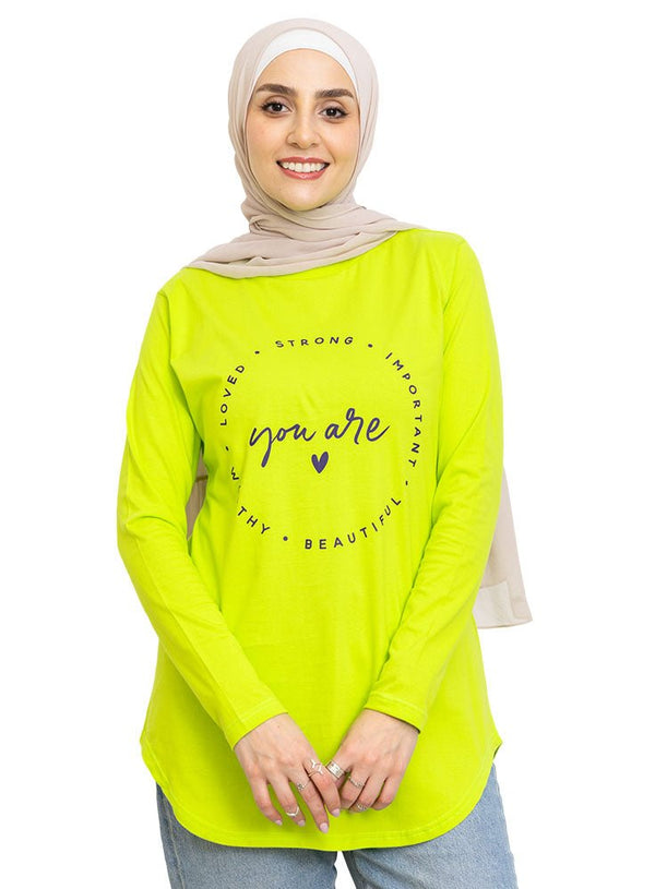 Lime Punch Printed Long - Sleeve Design 6 - Khotwh