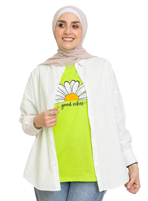Lime Punch Printed O.S Short - Sleeve Design 18 - Khotwh