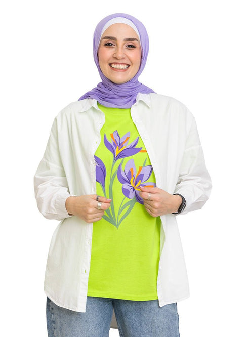 Lime Punch Printed O.S Short - Sleeve Design 5 - Khotwh