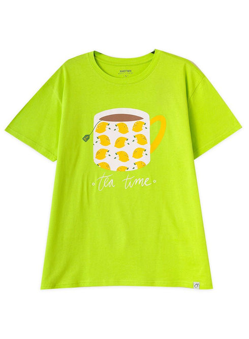 Lime Punch Printed O.S Short - Sleeve Design 7 - Khotwh