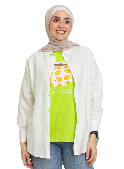 Lime Punch Printed O.S Short - Sleeve Design 7 - Khotwh