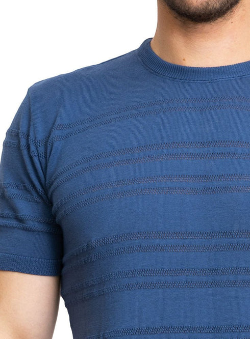 Lines - Indigo F - Round Knit Pullover - Khotwh