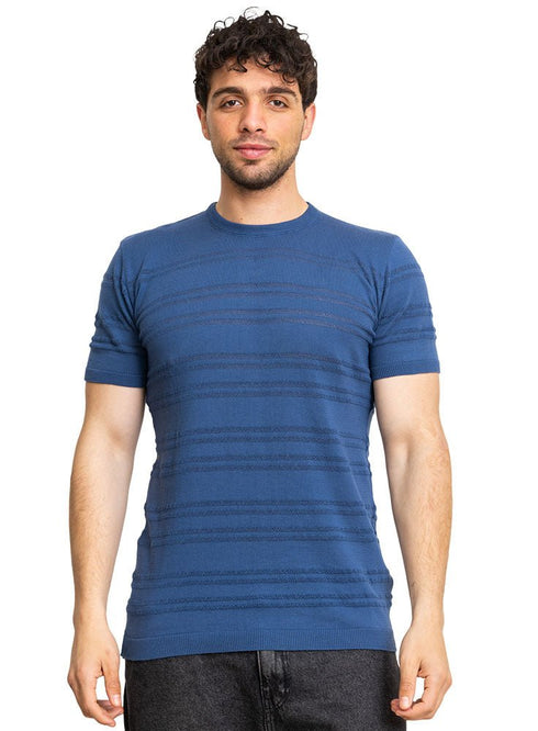 Lines - Indigo F - Round Knit Pullover - Khotwh