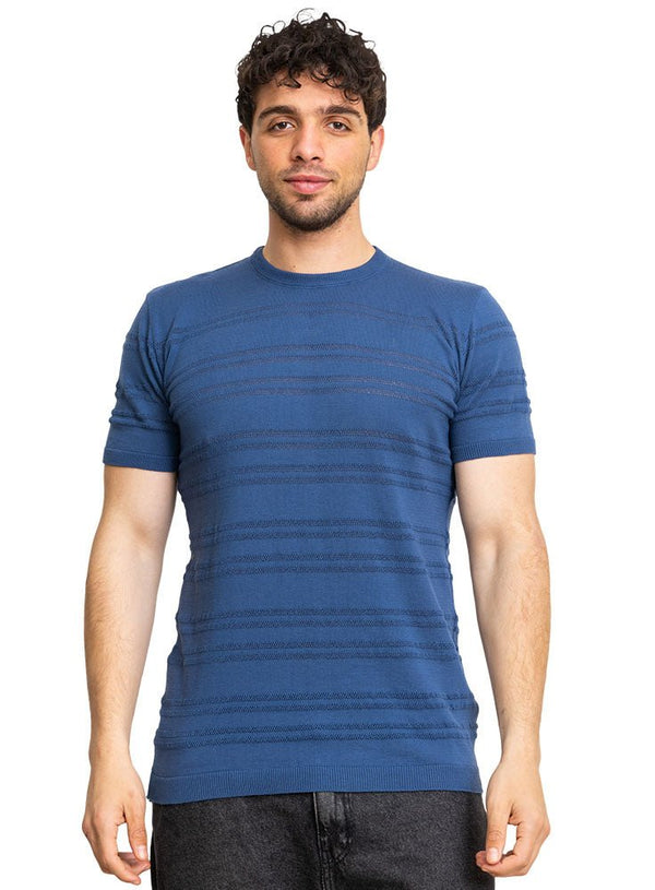 Lines - Indigo F - Round Knit Pullover - Khotwh