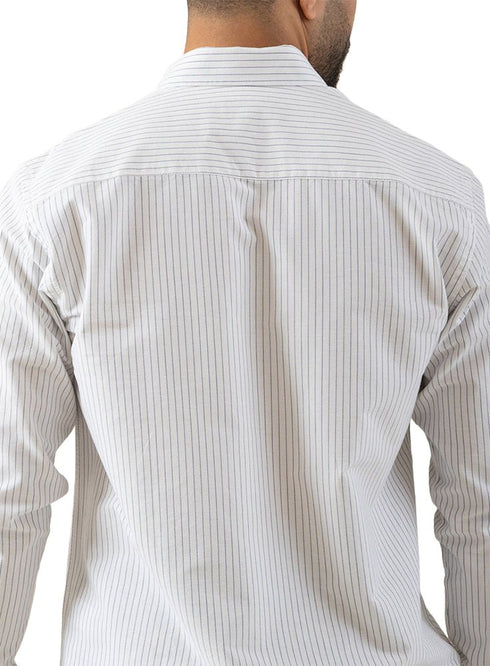M - Blue - Design 5 Striped Oxford Shirt - Khotwh