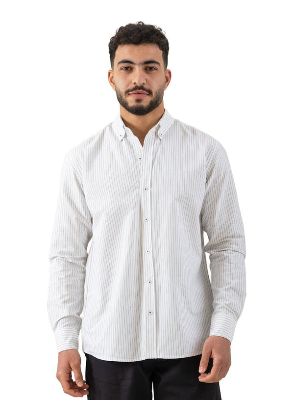 M - Blue - Design 5 Striped Oxford Shirt - Khotwh