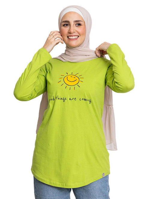 Macaw Green Printed Long - Sleeve Design 20 - Khotwh