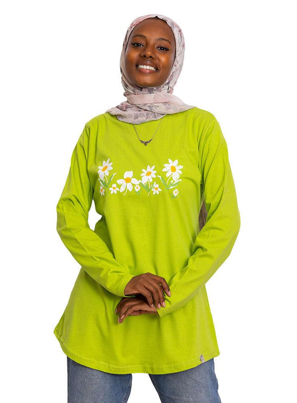 Macaw Green Printed Long - Sleeve Design 24 - Khotwh