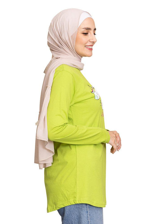 Macaw Green Printed Long - Sleeve Design 34 - Khotwh