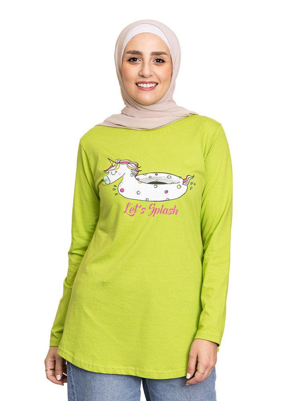 Macaw Green Printed Long - Sleeve Design 34 - Khotwh