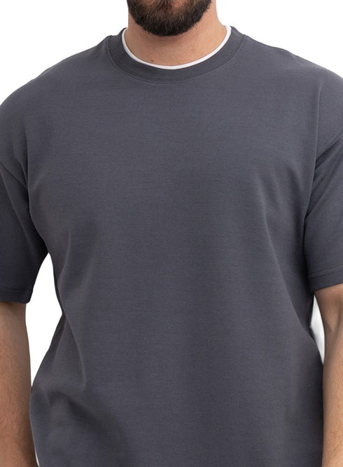 Magnet Double-Layerd Oversize Round T-Shirt - Khotwh