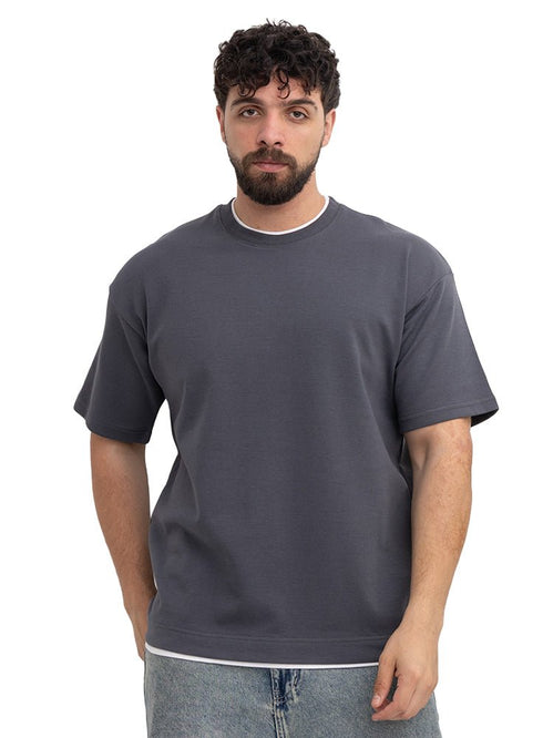 Magnet Double-Layerd Oversize Round T-Shirt - Khotwh