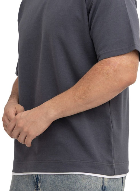 Magnet Double-Layerd Oversize Round T-Shirt - Khotwh