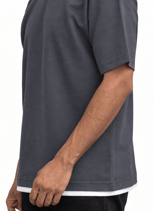 Magnet Double-Layerd Oversize Round T-Shirt - Khotwh